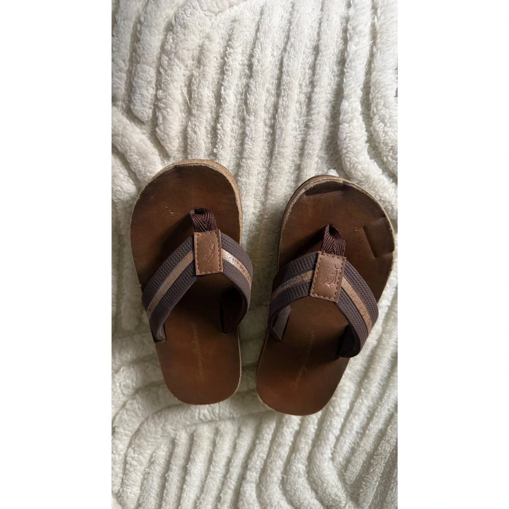 Tommy Bahama Flip Flops Kids Brown Good Casual Beach Thong Sandals‎